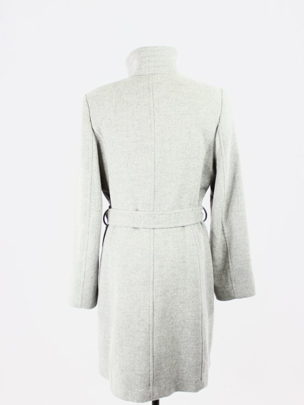Aritzia BABATON Connor Heather Light Grey Virgin Wool Belted Wrap Coat, Size M - Picture 4 of 16